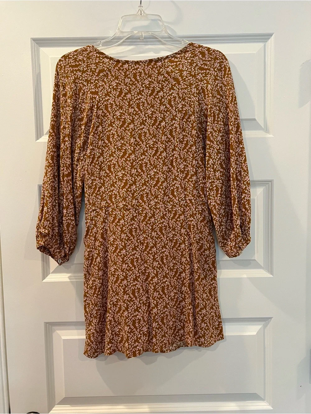 Free People Floral Faux Wrap Mini Dress Pockets Side Zip Boho Size XS - Picture 4 of 12